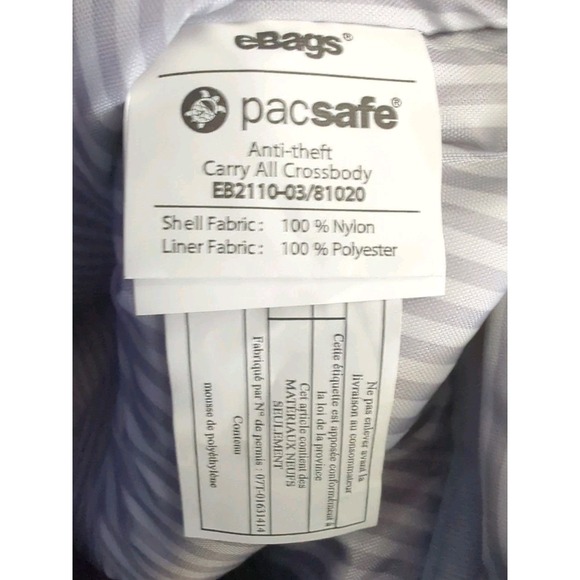 Pacsafe For Ebags Anti-Theft Crossbody Strap RFID Travel Bag Purple EB2110-03 - Picture 8 of 12